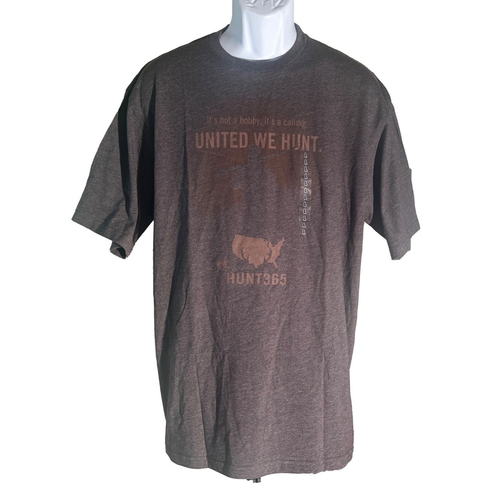 BASS‎ PRO SHOPS "UNITED WE HUNT 365) Short Sleeve Gray T-Shirt Large NWT